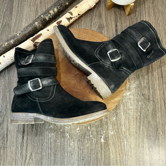 *🎉HP🎉 Roan by BED|STU | Lola Distressed Suede Moto Boots in Black 8.5 - Picture 2 of 16